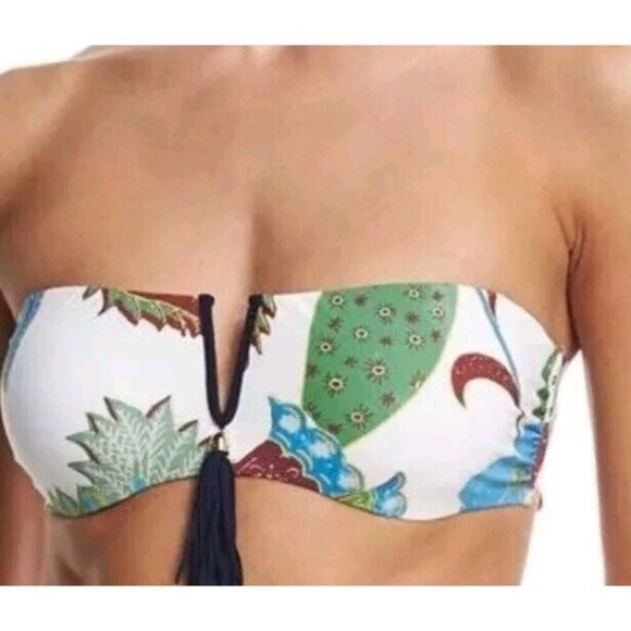 TORY BURCH Women Underwire Bandeau Print White Petite Small - Picture 3 of 11